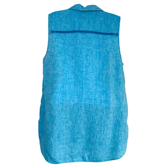 Chicos Colorful Linen Sleeveless Tunic Top Size 14 Lagenlook Resort Vacation - Picture 3 of 7